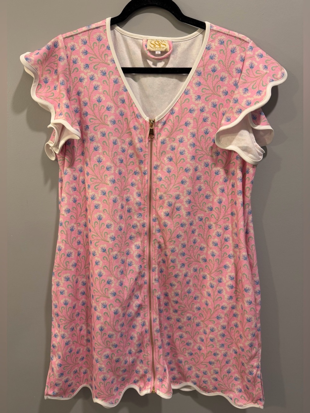 SSYS The Label Garden Vines Floral Getting Ready Robe Flutter Sleeve Pink Size M - Picture 4 of 8